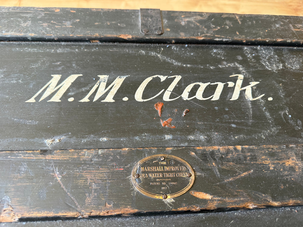 Vintage Marshalls wooden travel trunk