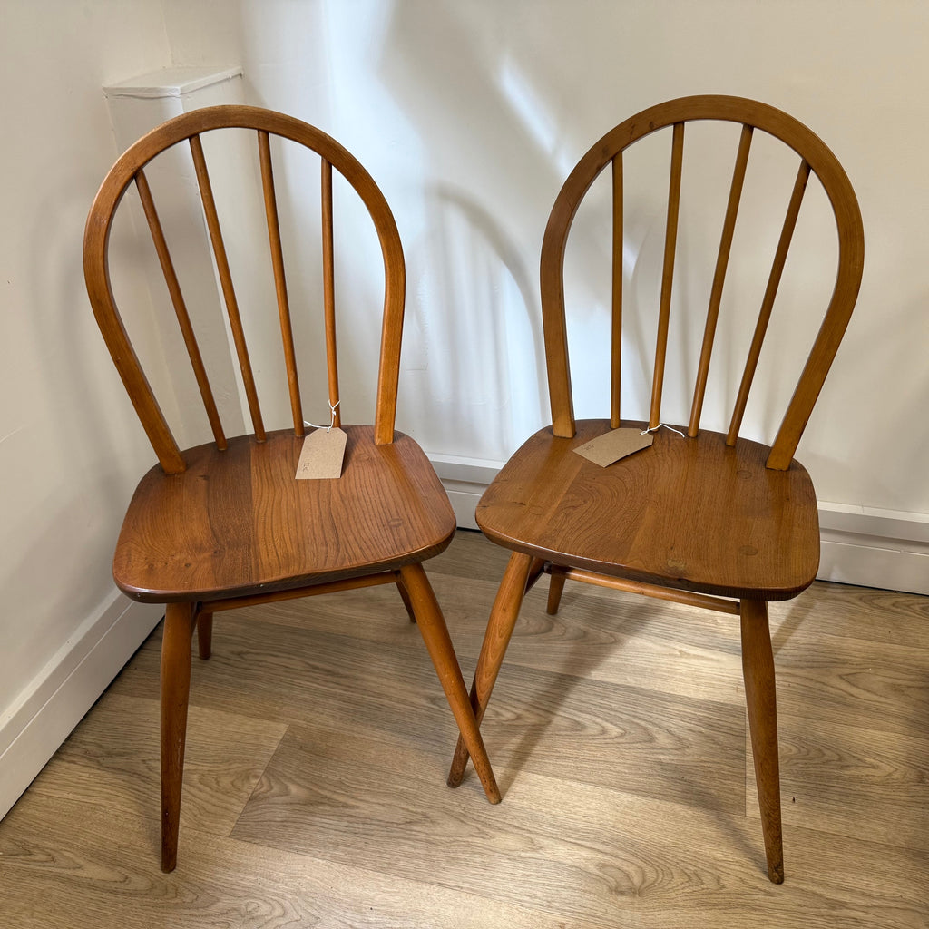 Vintage Ercol Model 400 hoop back chairs