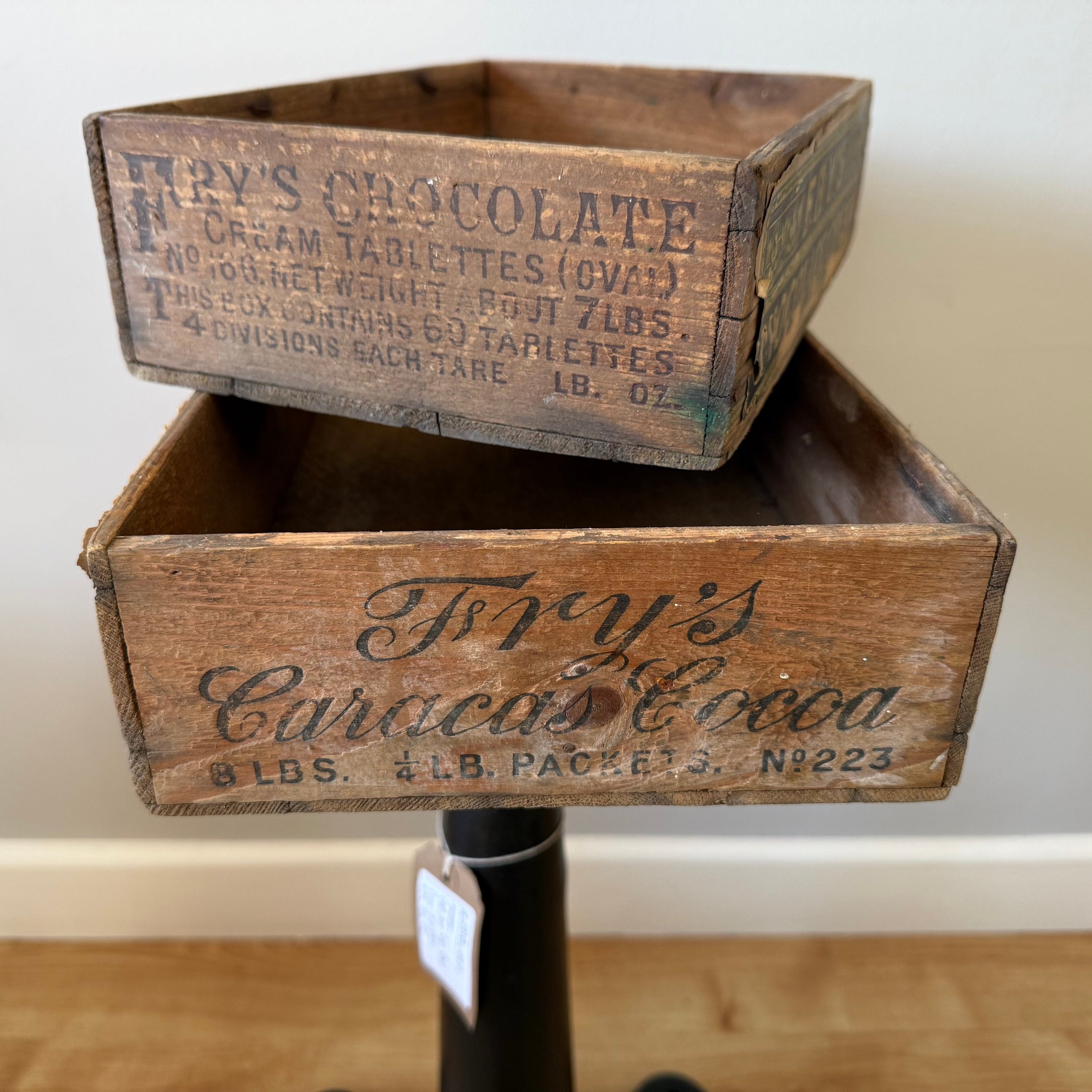 Vintage chocolate advertising crates