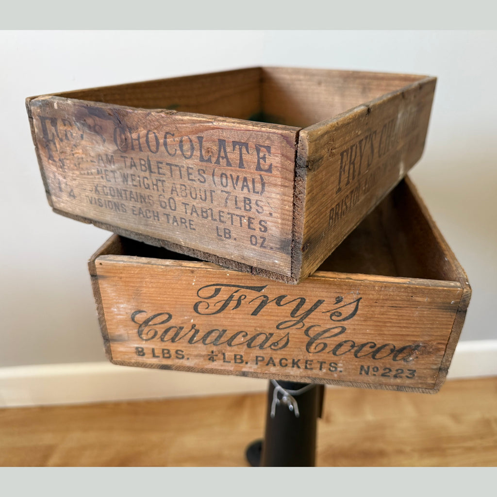 Vintage chocolate advertising crates